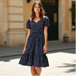 Women's Mini Polka Dot Smock Dress