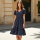 Women's Mini Polka Dot Smock Dress
