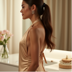 Women's Halter Neck Satin Top