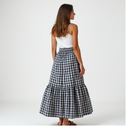 Women's Tiered Checkered Skirt