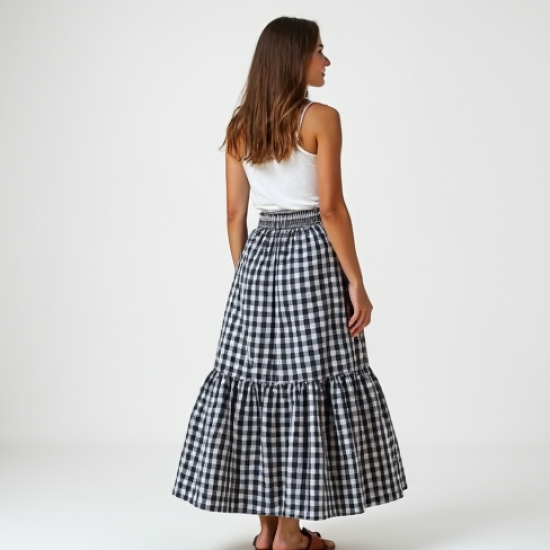 Women's Tiered Checkered Skirt