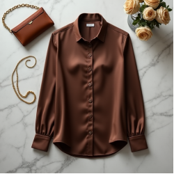Women's Chocolate Brown Satin Blouse