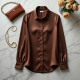 Women's Chocolate Brown Satin Blouse