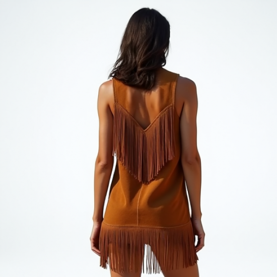 Women's Suede Fringe Shift Dress