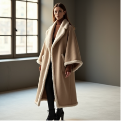 Women's Faux Shearling Cape Coat