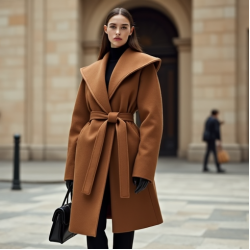 Women's Dramatic Lapel Wool Coat