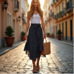 Women's Polka Dot Wrap Skirt