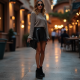 Women's Leather-Look Mini Skirt-Pants
