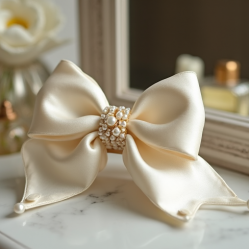 Women's Pearl Hair Bow Clip