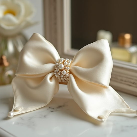Women's Pearl Hair Bow Clip