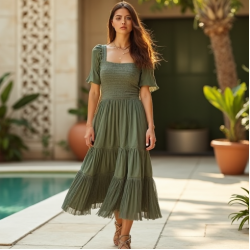 Women's Textured Fringe Tiered Dress