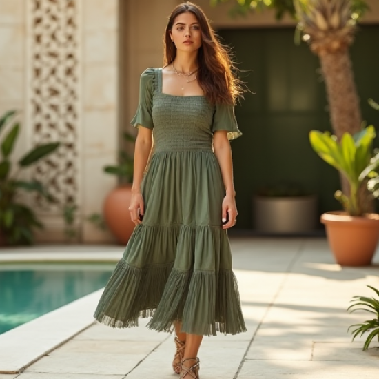Women's Textured Fringe Tiered Dress