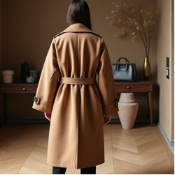 Women's Dramatic Lapel Wool Coat - Classic Edition