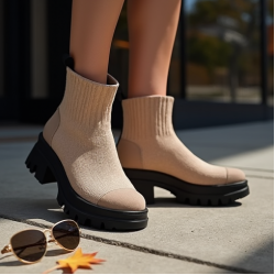 Women's Ribbed Sock Ankle Boot