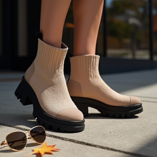 Women's Ribbed Sock Ankle Boot