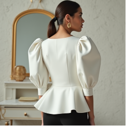 Women's Volume Sleeve Peplum Top