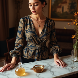 Women's Ornate Print Wrap Top