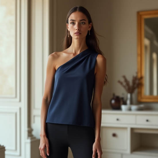 Women's Slanted Neckline Blouse