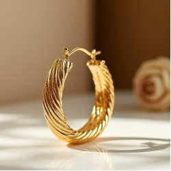Women's Textured Gold Hoops