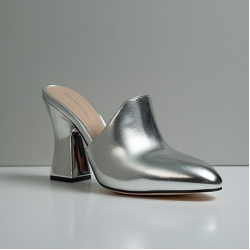 Women's Metallic Sculptural Kitten Heel