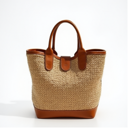 Women's Leather-Trim Raffia