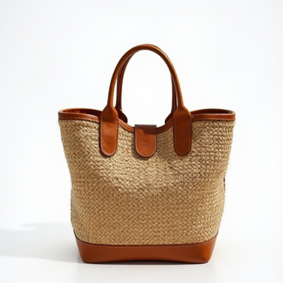 Women's Leather-Trim Raffia