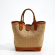 Women's Leather-Trim Raffia