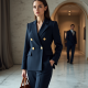 Women's Gold-Button Power Suit Jacket