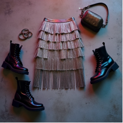Women's Metallic Fringe Mini Skirt