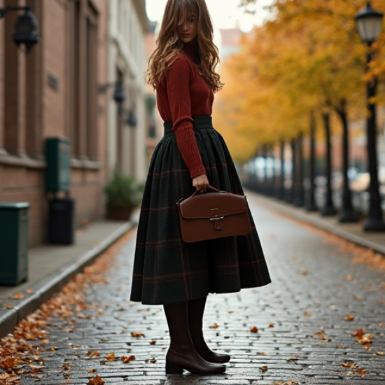 Women's Classic High Waist Midi Skirt