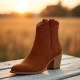 Women's Low Heel Cowboy Ankle Boot