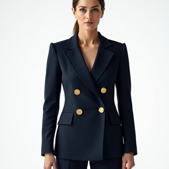 Women's Gold-Button Power Suit Jacket