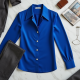 Women's Cobalt Statement Collar Blouse