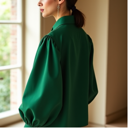 Women's Emerald Green Poplin Blouse