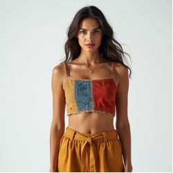 Women's Patchwork Crop Top