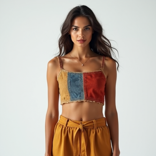 Women's Patchwork Crop Top