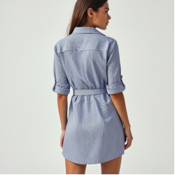 Women's Oxford Stripe Shirt Dress
