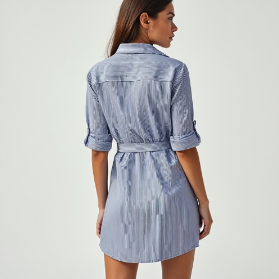Women's Oxford Stripe Shirt Dress