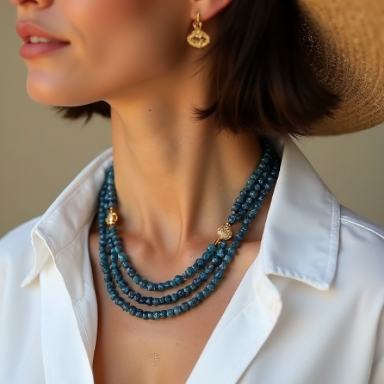 Women's Long Beaded Multi-Layer Necklace