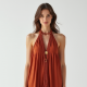 Women's Fringe Trim Halter Dress