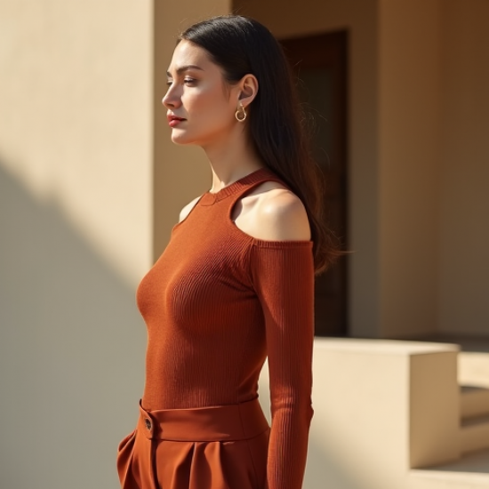 Women's Cut-Out Shoulder Knit Top