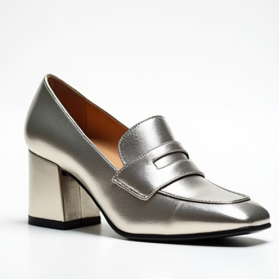 Women's Metallic Block Heel Loafer
