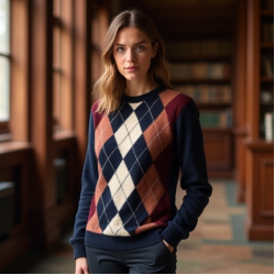 Women's Argyle Crewneck Sweater