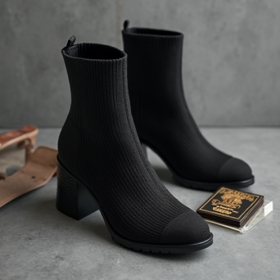 Women's Chunky Heel Sock Boot