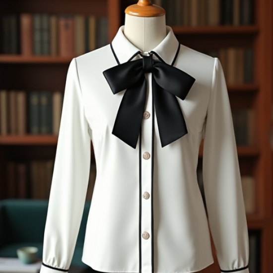 Women's Preppy Bow-Front Top