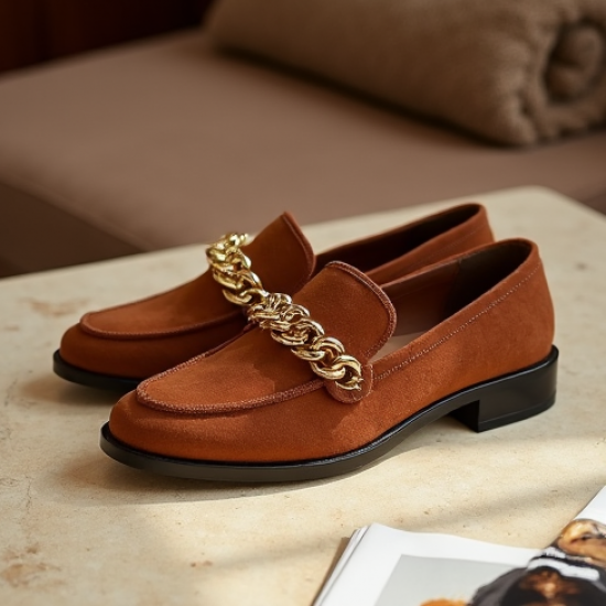 Women's Suede Chain Loafer