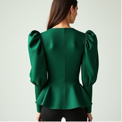 Women's Dramatic Shoulder Peplum Blouse