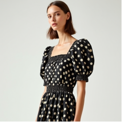 Women's Bold Dot Puff-Sleeve Dress