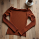 Women's Chestnut Off-Shoulder Shirt