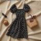 Women's Bold Dot Puff-Sleeve Dress